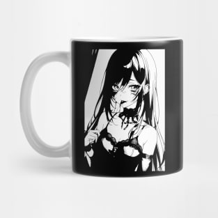 Black & White Long Haired Anime Girl Mug